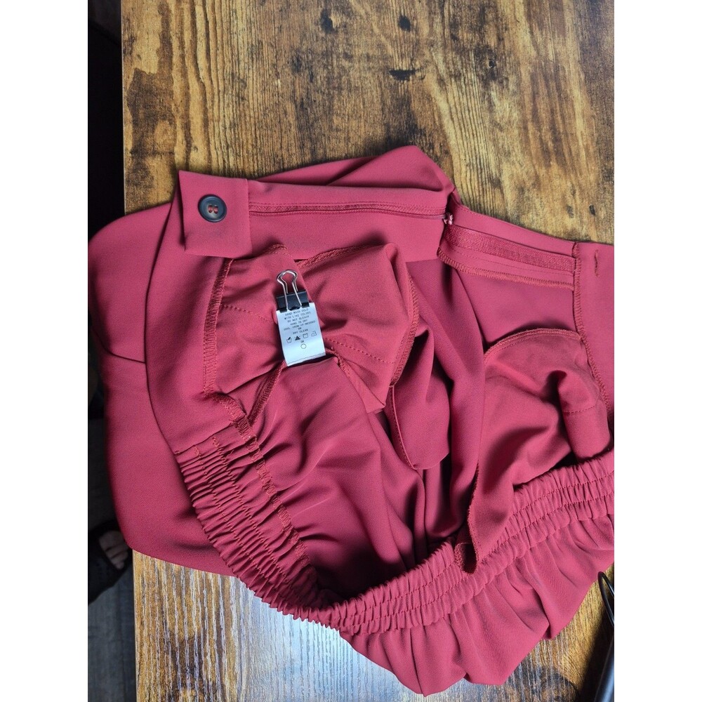 MELLODAY Women’s Size L Terracotta Red Tailored Shorts High Rise Pleated Career - Picture 4 of 9